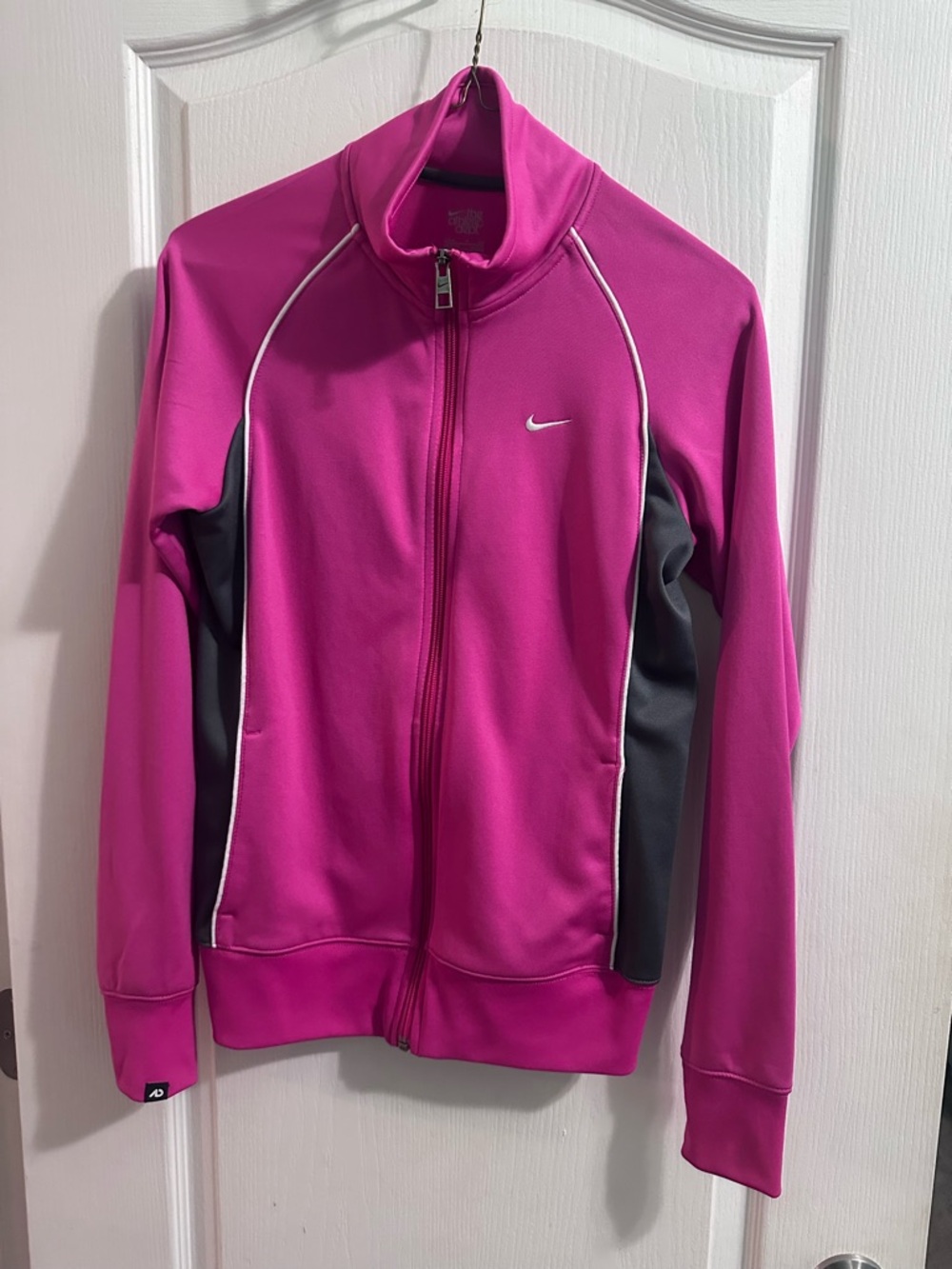Nike Hot Pink and Black Zip-Up Track Jacket